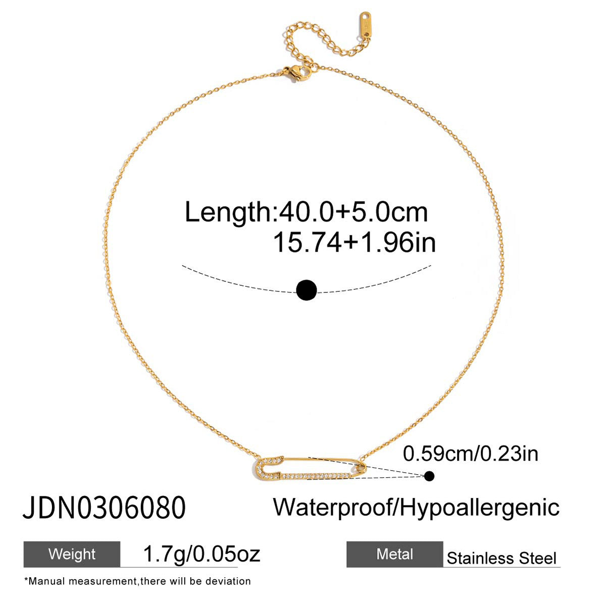 White Diamond Paperclip Titanium Steel Necklace Light Luxury High-end Clavicle Chain Non-fading Stainless Steel Jewelry