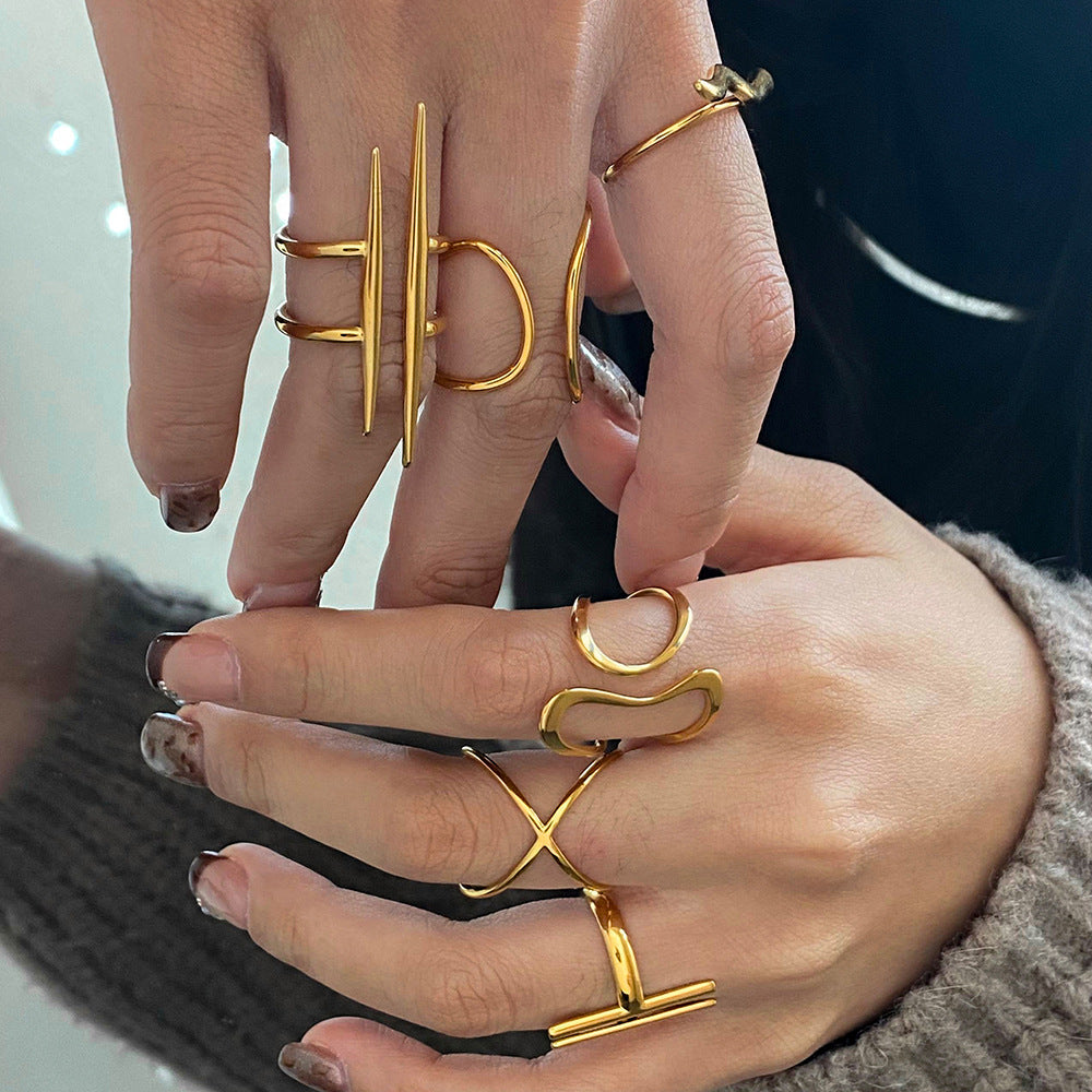 Stainless Steel Irregular Ring High-End Niche Open Ring Titanium Steel Hand Jewelry Ring