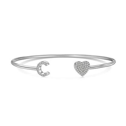 S925 Sterling Silver English Letter Bracelet for Women with Micro Pave Zirconia, Light Luxury Personality Style Bracelet