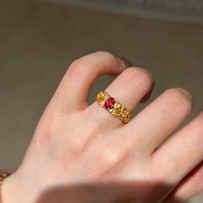 Light Luxury High Carbon Diamond Ruby Brushed Craft Ring Pure Silver S925 Niche Design High-end Fashion Versatile