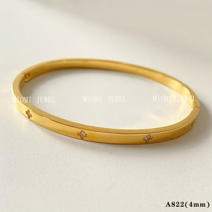 Stackable Irregular Texture Heart Jewelry Set Stainless Steel Vacuum Plating Non-Fading Autumn Winter Bracelet Bangle