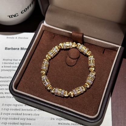 Pure Silver S925 Six-Word Mantra Cat's Eye Bead Elastic Bracelet New Chinese Style National Trend Fashionable Elegant High-End Jewelry