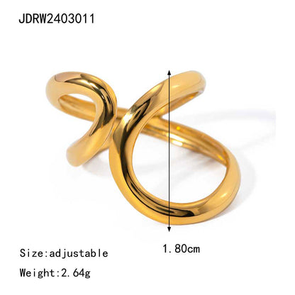 Stainless Steel Gold Exaggerated Ring High-End Ins Style Ring Jewelry Titanium Steel Rings Hand Accessories