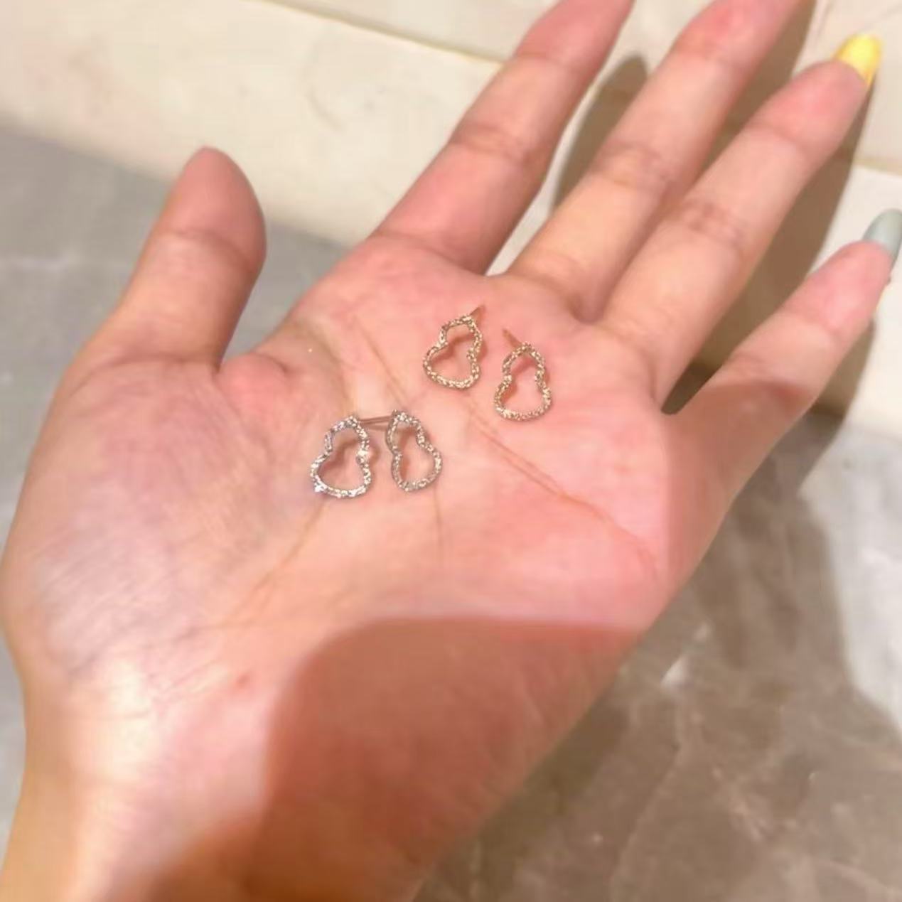 Pure Silver S925 New Chinese Style Gourd Fortune Earrings Elegant Light Luxury Simple High-end Fashion Sense Ear Jewelry