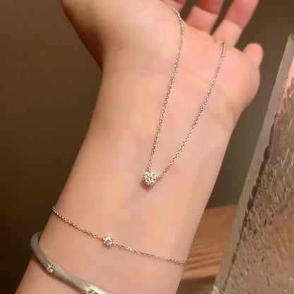 Pure Silver S925 Light Luxury High-End High-Gloss Snake Bone Chain High Carbon Diamond Zhao Lusi Same Style Nose Chain Necklace Collarbone Chain