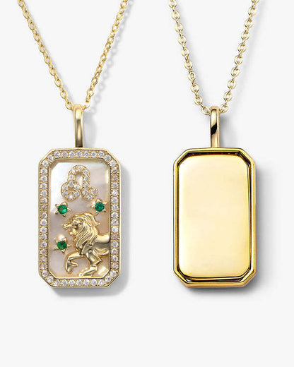 Engraved Zodiac Necklace 12 Constellations Inlaid Diamond Pendant Colorful Birthstone Zircon Collarbone Chain Color Retention