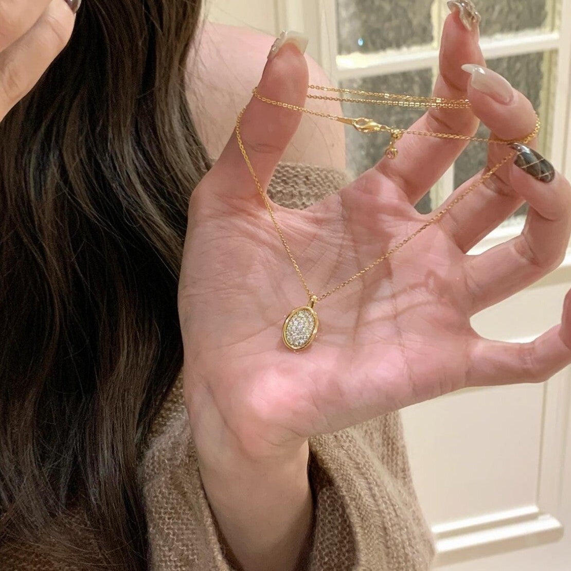 Pure Silver S925 Vintage Style High Carbon Diamond Minimalist Necklace and Earring Set Sparkling Light Luxury High-end