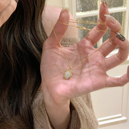 Pure Silver S925 Vintage Style High Carbon Diamond Minimalist Necklace and Earring Set Sparkling Light Luxury High-end