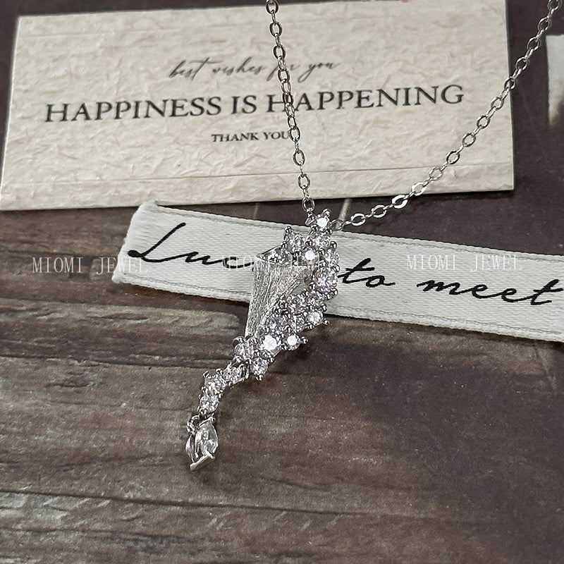 S925 Sterling Silver Brilliant Galaxy Brushed Silver Zircon Necklace for Women 2025 Light Luxury Niche High-end Clavicle Chain