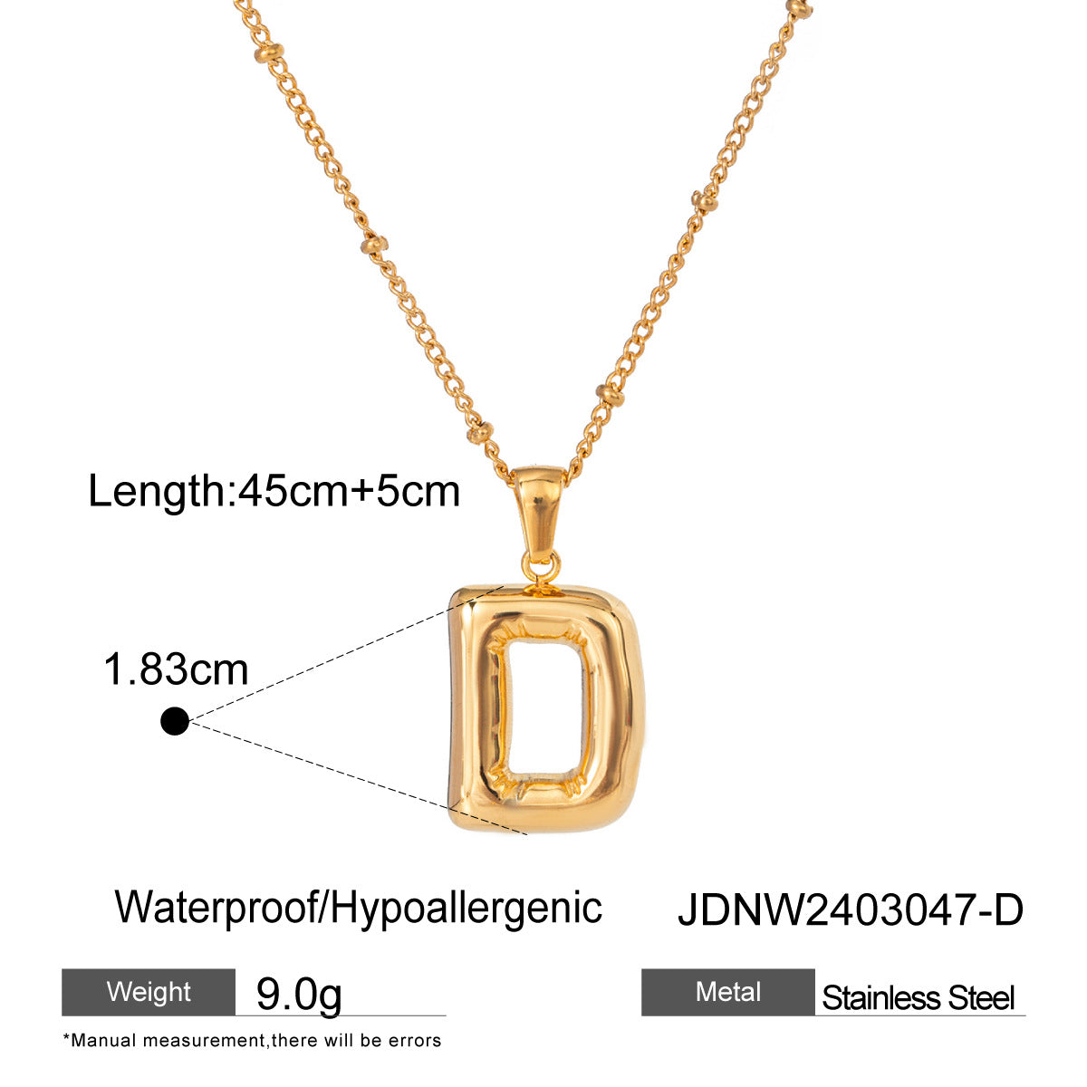 Stainless Steel Letter Necklace Pendant High-End Clavicle Chain Titanium Steel Jewelry Necklace
