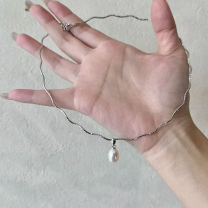 Italian Imported Craft Wave Line Pearl Choker New Chinese Style Simple High-end Light Luxury Niche Versatile Collarbone Chain