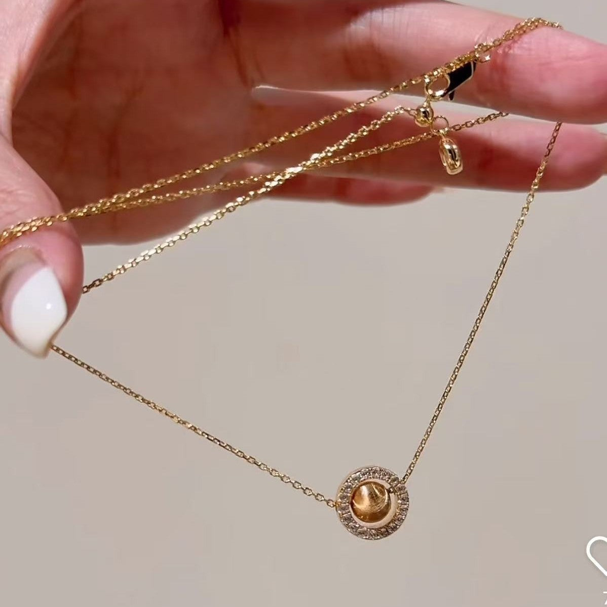 Sterling Silver S925 Real Gold Plated Laser Cat's Eye Bead Fortune Bead Multi-Way Necklace Light Luxury High-End Exquisite Niche