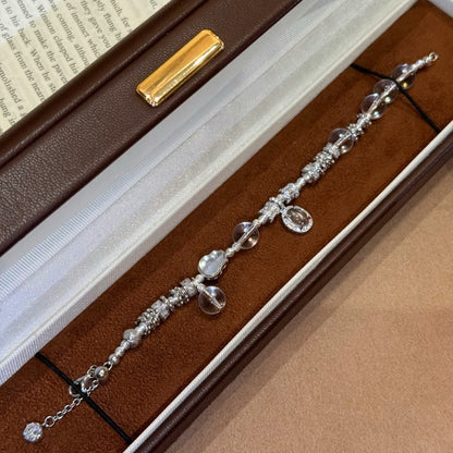 S925 Sterling Silver Dragon Heart Style Natural Double A White Crystal Water Foam Jade Coiled Bracelet Niche Design High-end Bracelet