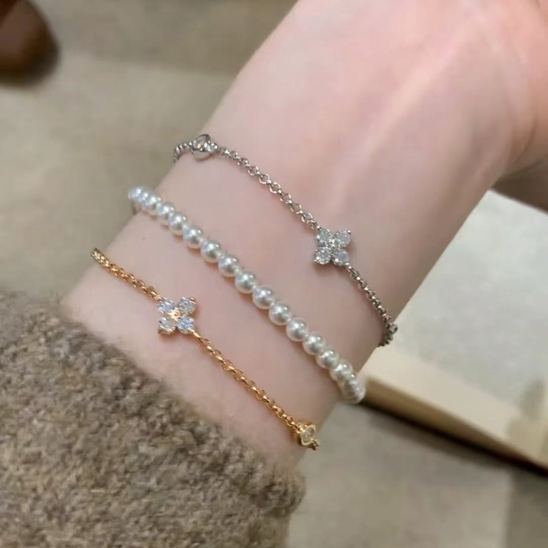 Sterling Silver S925 High Carbon Diamond Four-Leaf Clover Bracelet Light Luxury High-End Exquisite Niche Design Jewelry