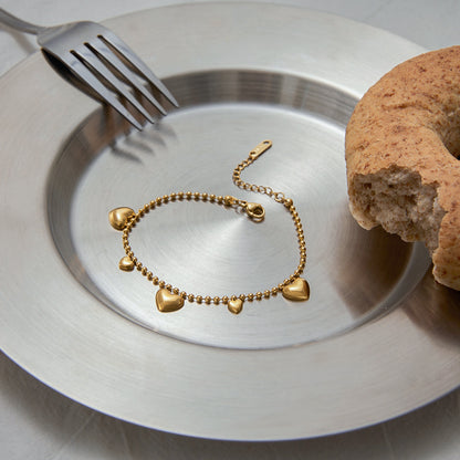 Stainless Steel Heart Bracelet Light Luxury High-End Feel 18k Gold Jewelry Non-Fading Titanium Steel Accessories