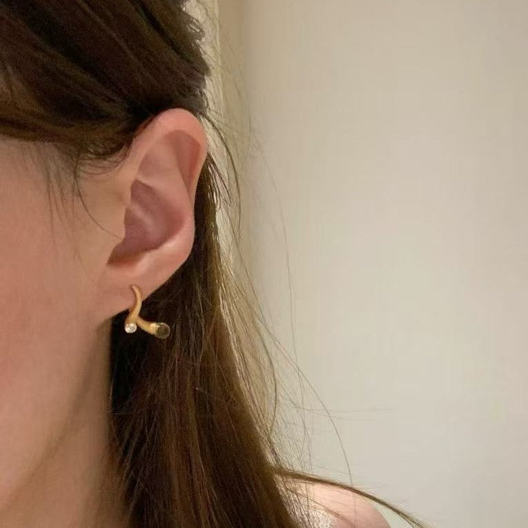 S925 Sterling Silver Vintage Style Brushed Natural Yellow Crystal Water Drop Earrings Exquisite Light Luxury Fashion High-end Feel