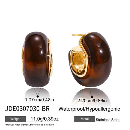 Resin Bracelet Stainless Steel Amber Acrylic Earrings High-end Earrings Titanium Steel Jewelry