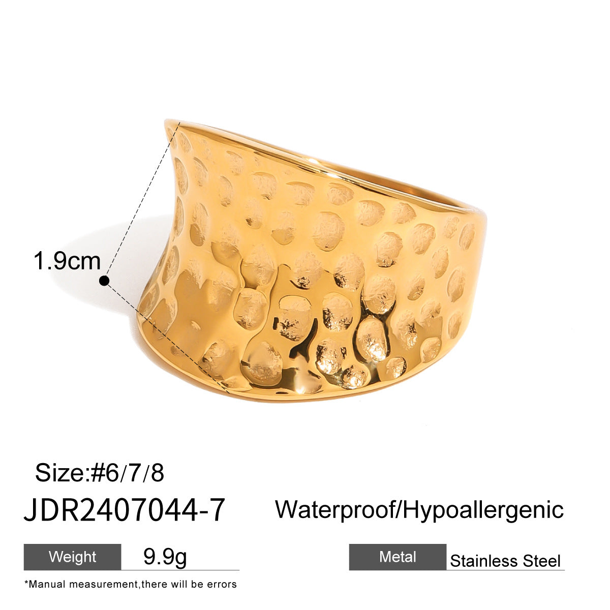 Stainless Steel Gold Pearl Ring Exaggerated High-end Feel Ring Titanium Steel Hand Jewelry Accessories