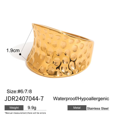 Stainless Steel Gold Pearl Ring Exaggerated High-end Feel Ring Titanium Steel Hand Jewelry Accessories