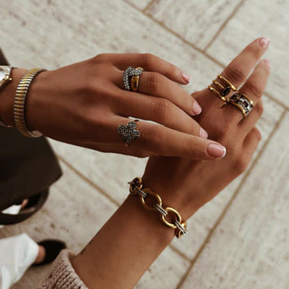 Stainless Steel Color Block Bracelet High-End Feel Hand Jewelry Titanium Steel Necklace Metal Style Bracelet