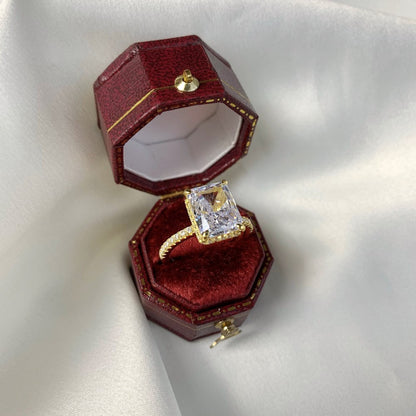 High Carbon Diamond Jewelry S925 Sterling Silver Heavy Craft Ring for Women 8A Zircon Square Ice Flower Cut Gemstone Ring