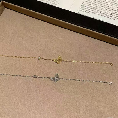 Pure Silver S925 CNC Craft Ice Butterfly Bracelet Light Luxury High-end Bracelet Elegant Socialite Style Versatile Temperament