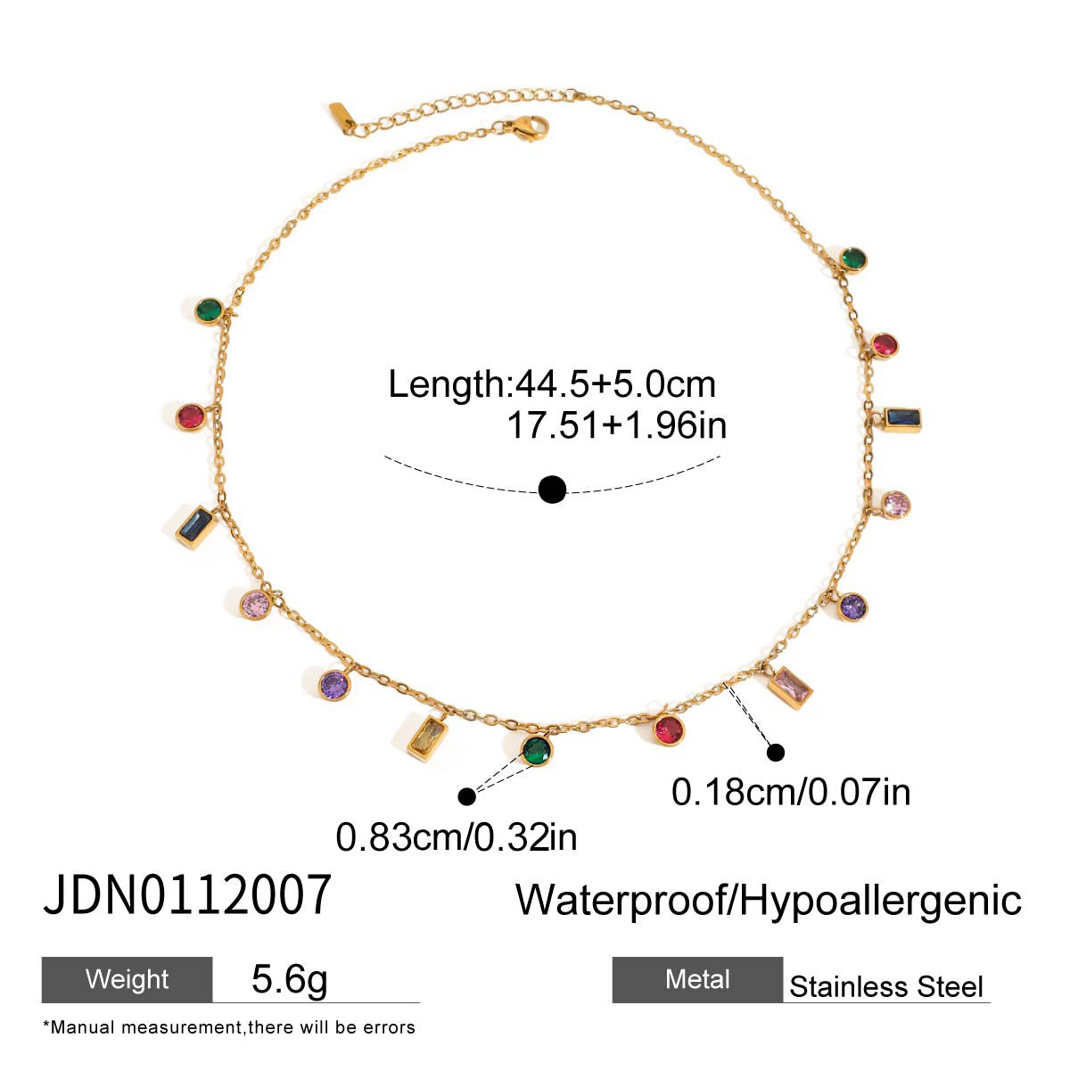 Colorful Diamond Titanium Steel Necklace Non-Fading Jewelry Light Luxury High-End Clavicle Chain Stainless Steel Accessories