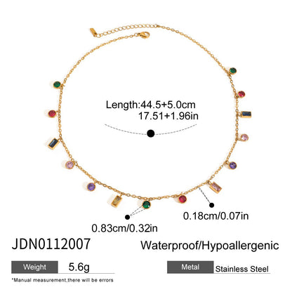 Colorful Diamond Titanium Steel Necklace Non-Fading Jewelry Light Luxury High-End Clavicle Chain Stainless Steel Accessories