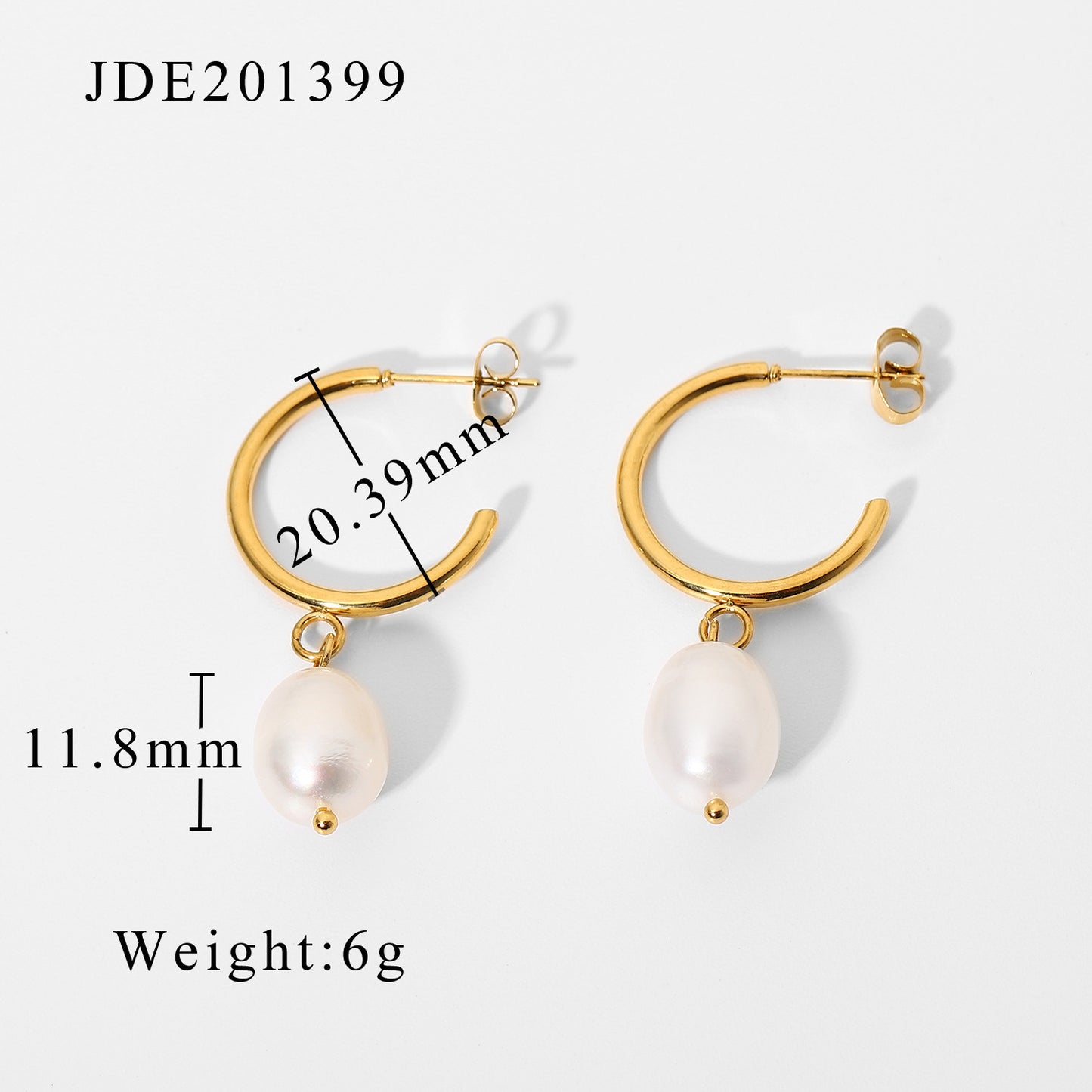 INS Style Internet Celebrity Same Style 18K Gold Stainless Steel Earrings Fashionable Personality Pearl Earrings Hoop Earrings Women's Jewelry