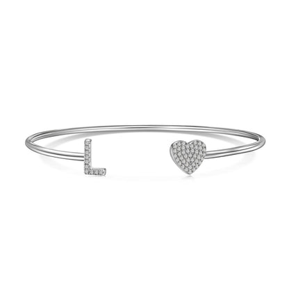 S925 Sterling Silver English Letter Bracelet for Women with Micro Pave Zirconia, Light Luxury Personality Style Bracelet