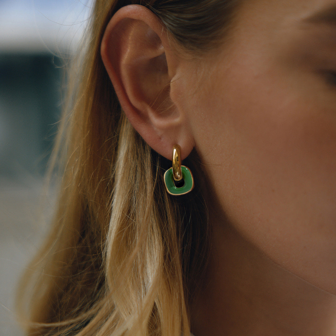 Oil Drop Titanium Steel Earrings Light Luxury High-end Feel Ear Buckle Non-fading Ear Jewelry Stainless Steel Accessories Women's Hoop Earrings