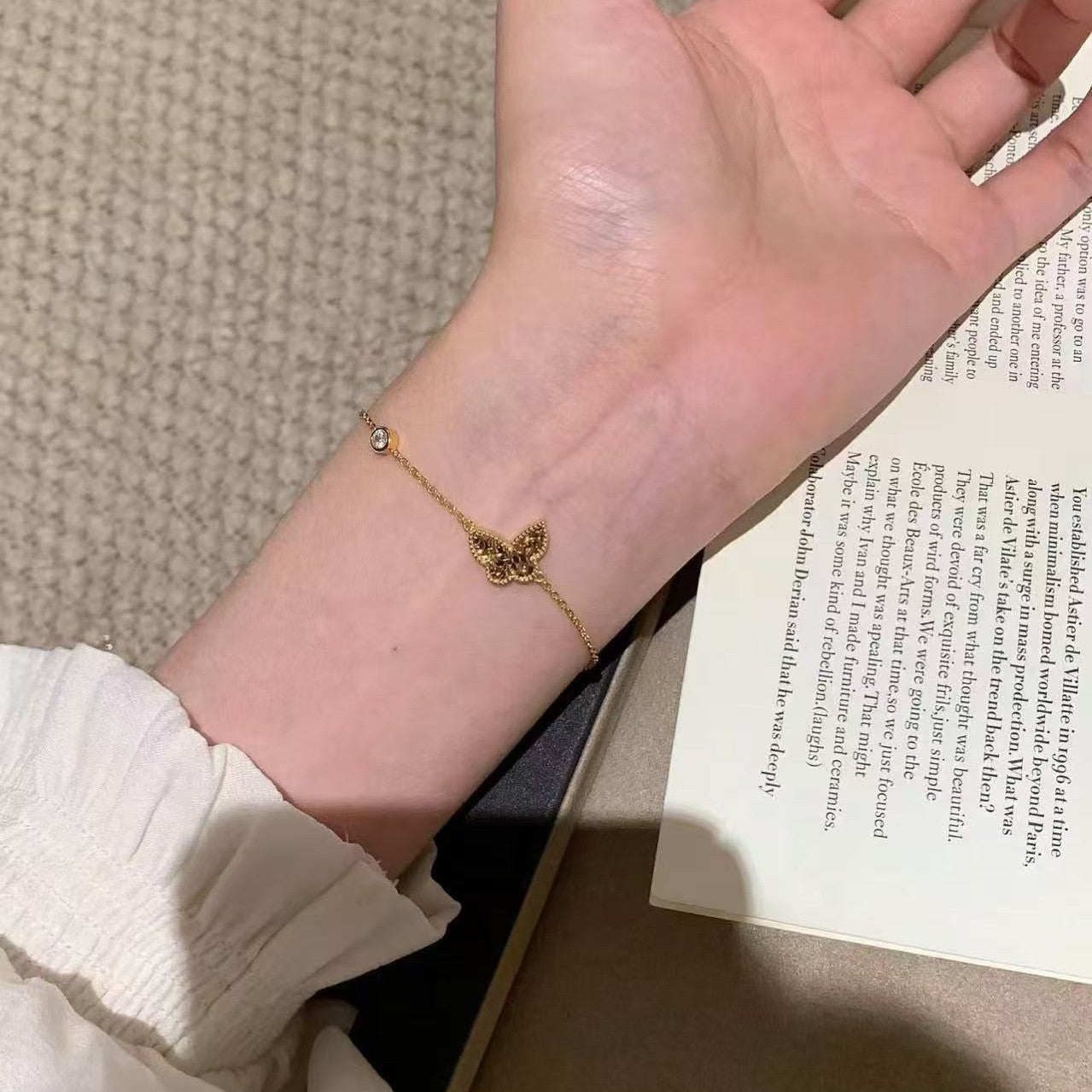 Pure Silver S925 CNC Craft Ice Butterfly Bracelet Light Luxury High-end Bracelet Elegant Socialite Style Versatile Temperament