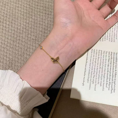 Pure Silver S925 CNC Craft Ice Butterfly Bracelet Light Luxury High-end Bracelet Elegant Socialite Style Versatile Temperament