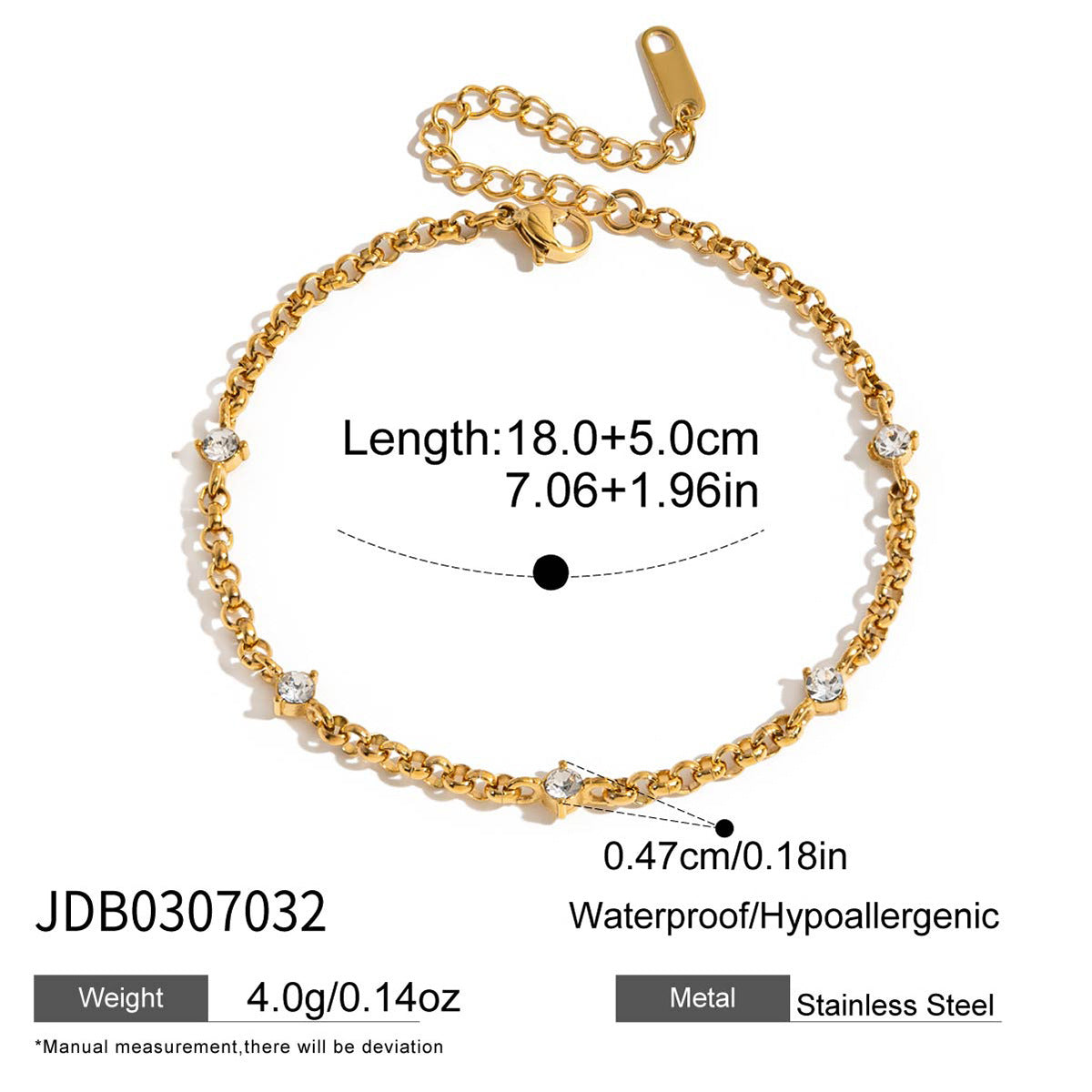 Stainless Steel Zircon Bracelet Light Luxury High Appearance Titanium Steel Non-Fading Jewelry Bracelet