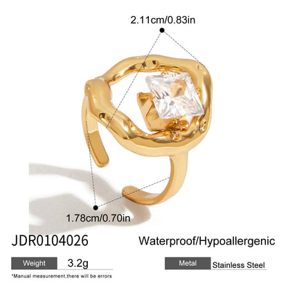 Zircon Ring Titanium Steel Non-Fading Jewelry for Women Light Luxury High-End Feel Ring Stainless Steel Jewelry