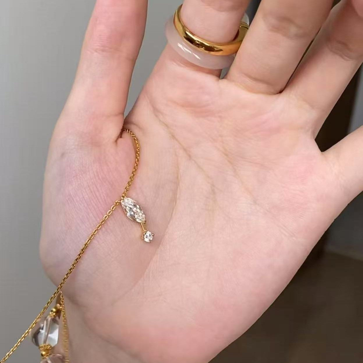 Simple Elegant Sparkling Horse Eye Water Drop Necklace for Women Exquisite Fashion Collarbone Chain