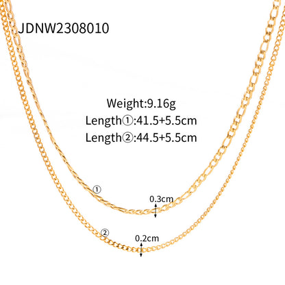 Double Layer Stacked Titanium Steel Necklace Light Luxury High-end Clavicle Chain Stainless Steel Jewelry Non-fading