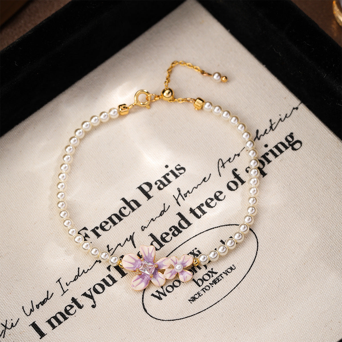 NALA Oil Painting Glass Pearl Bracelet Niche Light Luxury Non-Fading Versatile Creative Jewelry