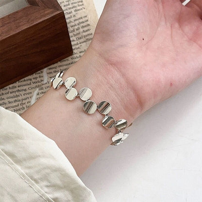 S925Silver Personality Smooth Small Round Irregular Bracelet for Women, Niche Design, High-end Fashion Bracelet