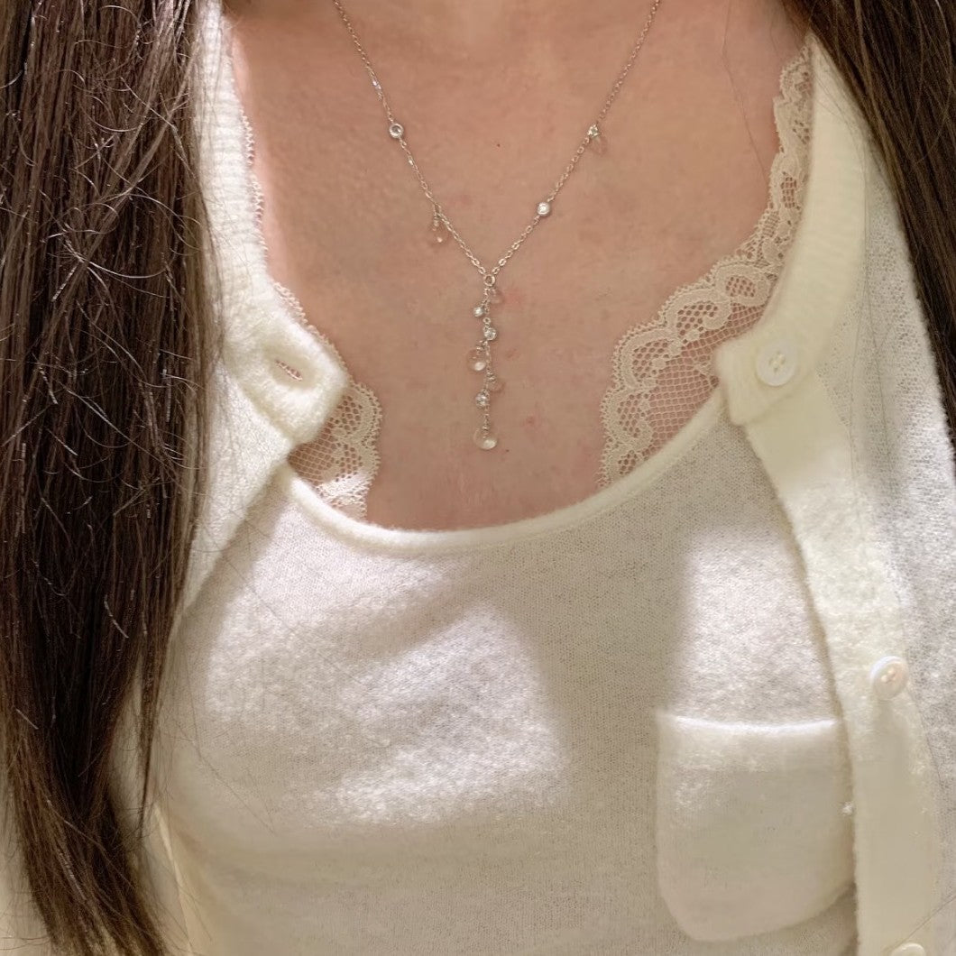 Pure Silver S925 White Crystal Grape Cluster Necklace Double A Quality Niche Exquisite Light Luxury Ins Gentle Korean Version Collarbone Chain