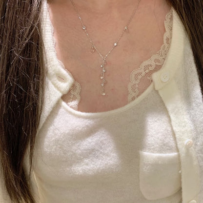 Pure Silver S925 White Crystal Grape Cluster Necklace Double A Quality Niche Exquisite Light Luxury Ins Gentle Korean Version Collarbone Chain