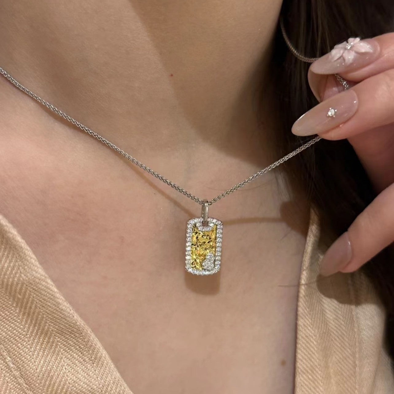 Sterling Silver s925CNC Craft Ice Chip Ice Wushi Brand Gourd Necklace High-end Exquisite Niche Versatile