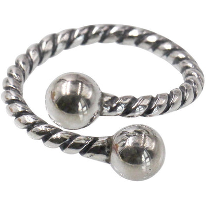 Korean Version S925 Sterling Silver Large Round Ball Woven Vintage Thai Silver Open Ring Personality Braided Index Finger Ring Trendy