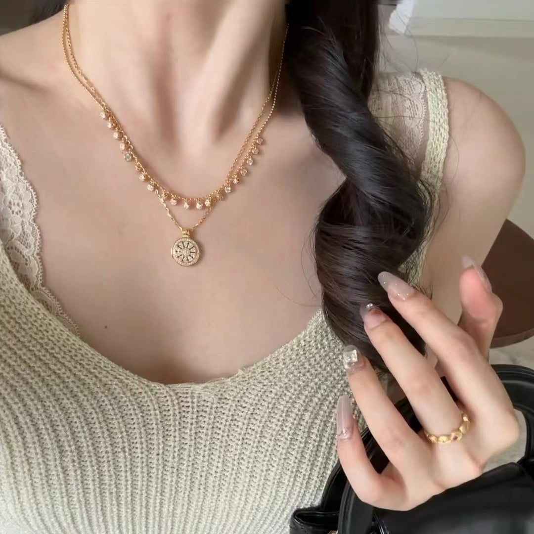 Pure Silver S925 Real Gold Plated High Carbon Diamond Bubble Necklace Layered Chain Light Luxury High-end Exquisite Niche