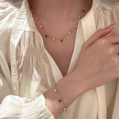 Summer Dopamine Colorful Bubble Bracelet Necklace Set Niche Design Sense Elegant Versatile Bracelet Collarbone Chain