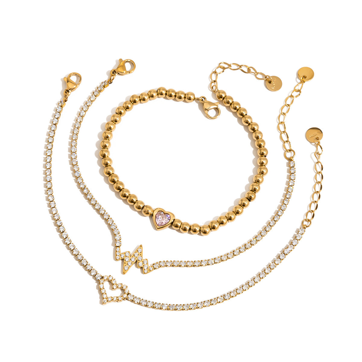 Heart Stainless Steel Zircon Bracelet Light Luxury High-End Jewelry Non-Fading Titanium Steel Accessories for Women