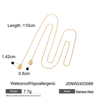 18k Gold Stainless Steel Long Shell Pendant Necklace Unique Design High-end Titanium Steel Necklace