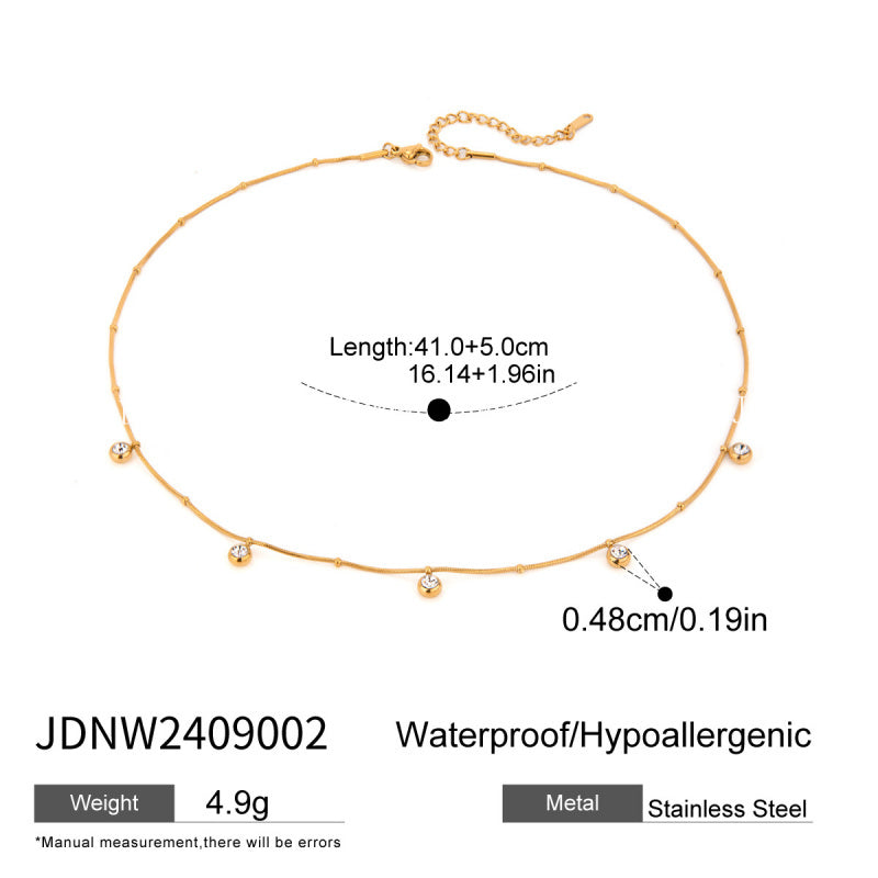 Titanium Steel Zircon Necklace for Women, Light Luxury High-End Clavicle Chain, Non-Fading Stainless Steel Jewelry