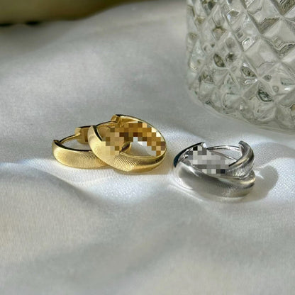 S925 Sterling Silver CNC Light and Shadow Cat Eye Earrings Niche Fashion Versatile Exquisite Simple Versatile