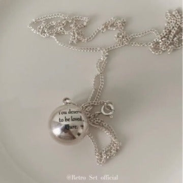 Korean Version Soul Outfit 925 Sterling Silver Niche Simple Round Ball Necklace for Women Ins Fashionable Ball Pendant Sweater Chain